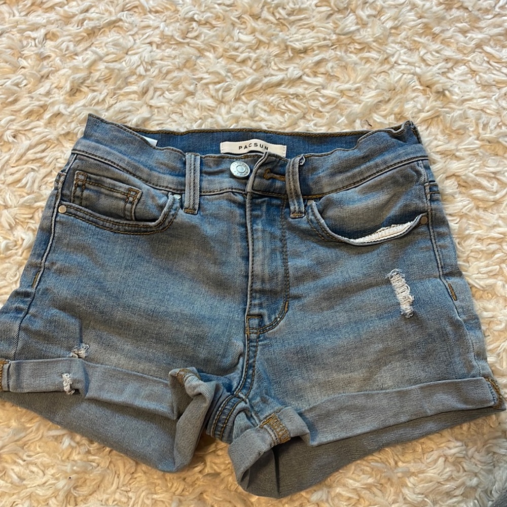 Pacsun blue ripped denim shorts